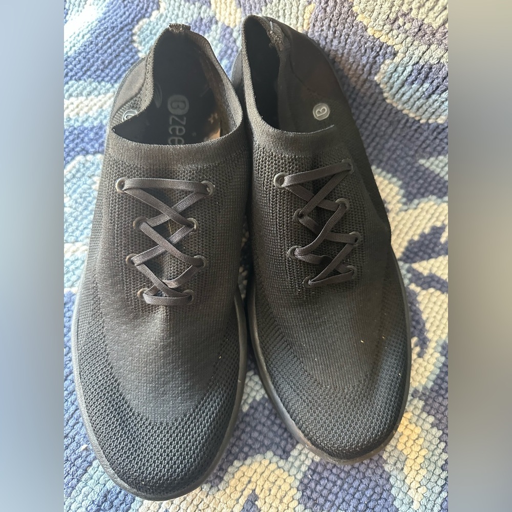 🖤✨ BZees Black Knit Lace Up Comfort Sneakers 9M ✨🖤